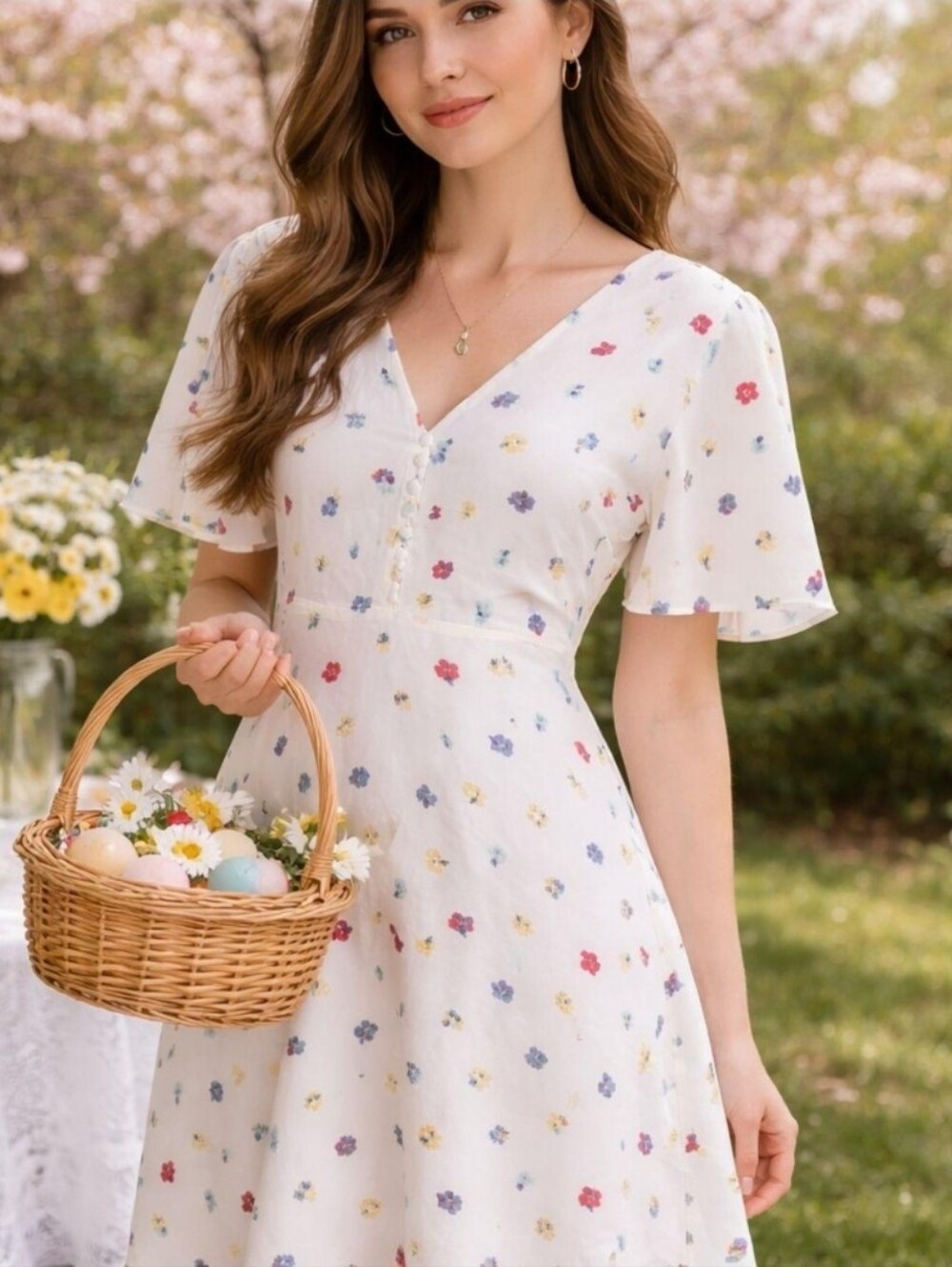 Madewell Floral Mini Dress 8 Ditsy Flower V Neck Boho Cottagecore Viscose
